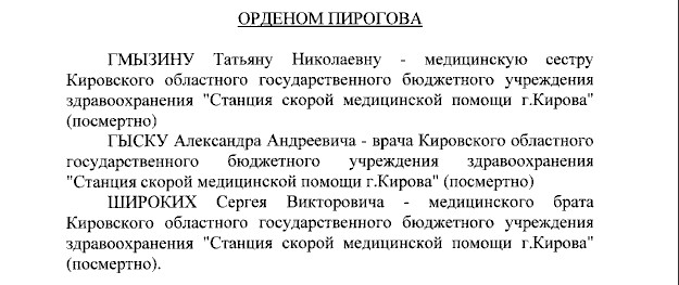 Путин посмертно наградил орденом Пирогова медработников, погибших при крушении вертолёта санавиации