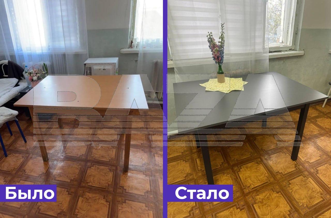 Речь идет об одном из городских медучреждений Республики Адыгеи. Пациентка сообщила «Базе», что находится в больнице с начала года и пробудет там еще два месяца. Поэтому типичную «унылую» палату она решила отремонтировать. Пациентка отреставрировала шкаф, освежила стены, подоконник и батарею, покрасила кровать со столом. Обклеила умывальник, починила отвалившуюся панель, своими руками смастерила новую столешницу, повесила жалюзи, занавески и добавила декор. Ремонт обошелся ей в две тысячи рублей.