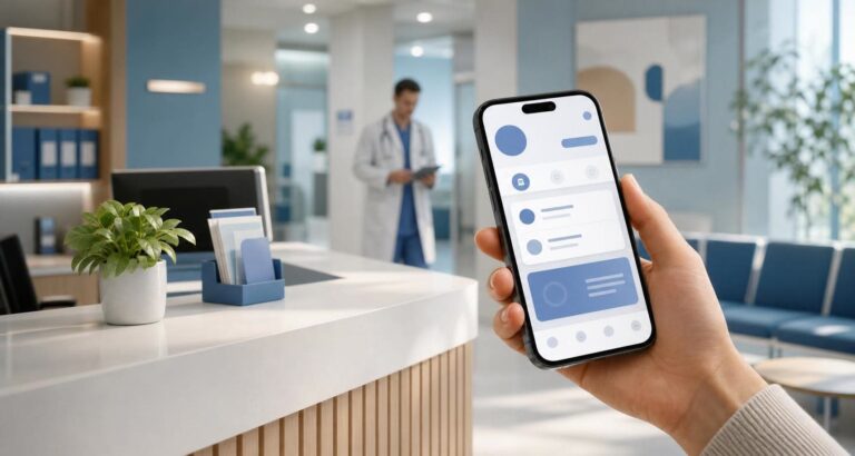 Ассоциативная иллюстрация цифровой записи на прием к врачу
