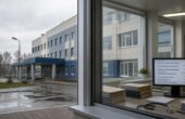 Губернатор Псковской области сообщил о более чем 40 уголовных делах, связанных с районной больницей Здание районной больницы и рабочее место с медицинскими документами и стетоскопом. Иллюстрация к новости о ситуации в Великолукской межрайонной больнице.