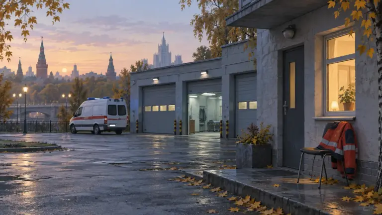 Пустой кабинет поликлиники с тревожной кнопкой на стене