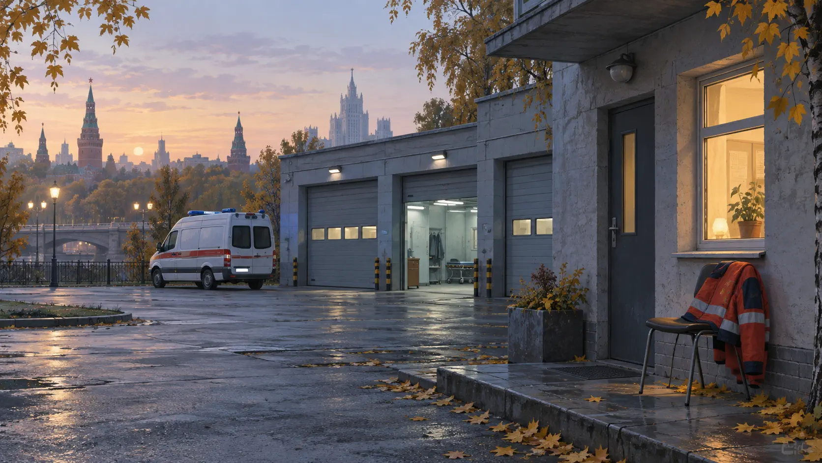 Пустой кабинет поликлиники с тревожной кнопкой на стене