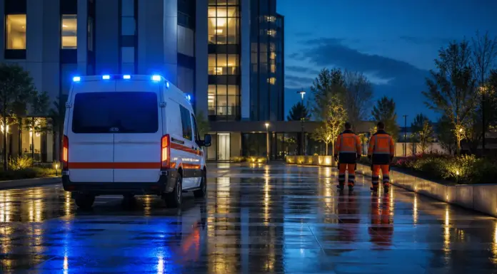 В Марьине расследуют нападение на сотрудников скорой помощи Ассоциативная иллюстрация: автомобиль скорой помощи в городском дворе