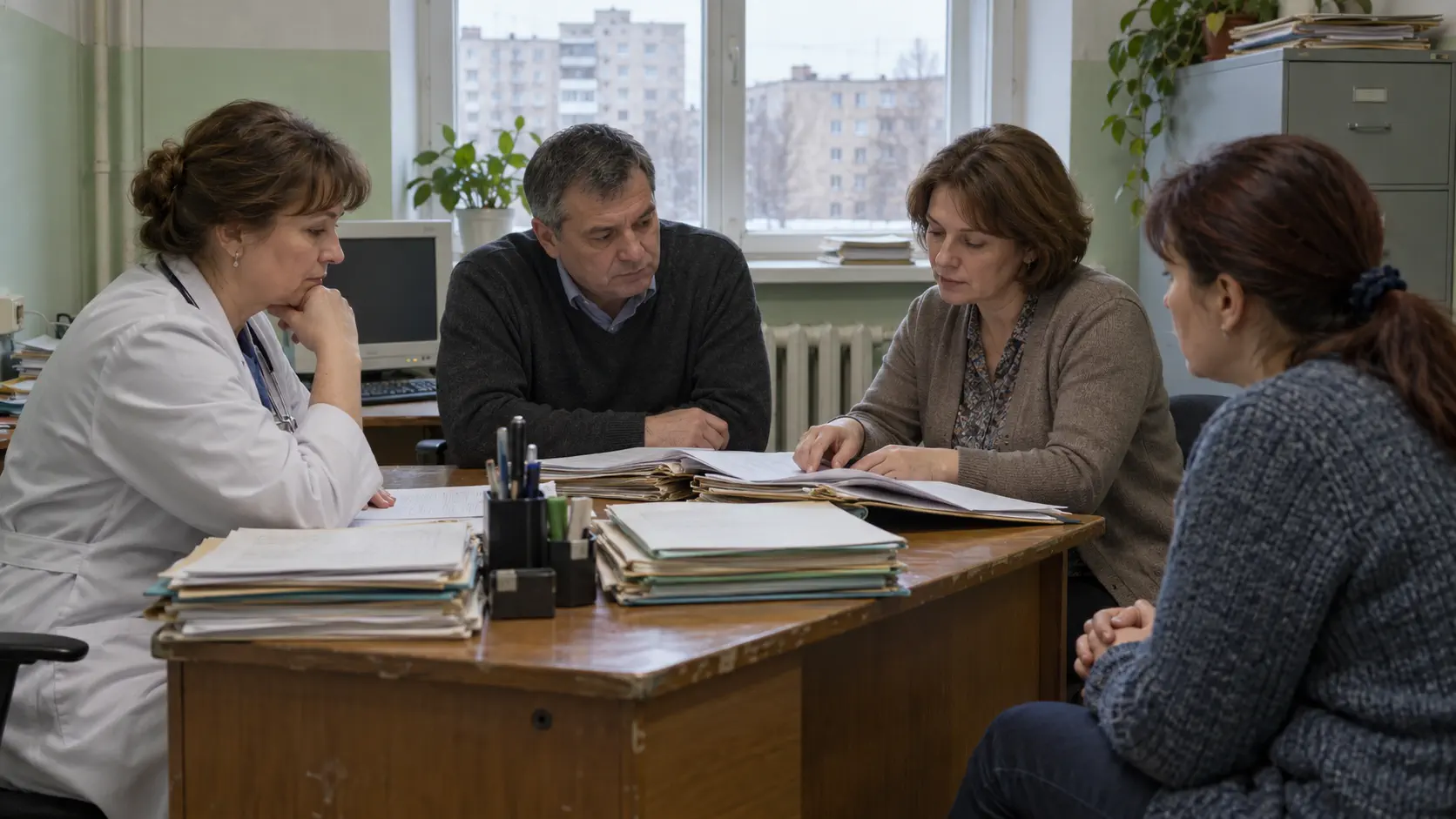 Медицинская карта и документы в кабинете клиники